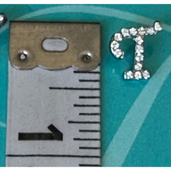 Dots Brand "T" Letter Silver Earrings and Necklace w/Rhinestones (NEW) - Picture 5 of 14